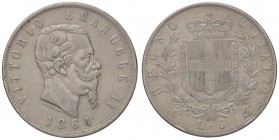 SAVOIA - Vittorio Emanuele II Re d'Italia (1861-1878) - 5 Lire 1864 N Pag. 485; Mont. 166 R AG
BB+
