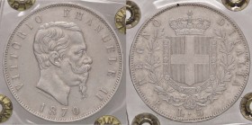 SAVOIA - Vittorio Emanuele II Re d'Italia (1861-1878) - 5 Lire 1870 R Pag. 491; Mont. 173 R AG Sigillata Numismatica Subalpina
BB-SPL
