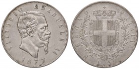 SAVOIA - Vittorio Emanuele II Re d'Italia (1861-1878) - 5 Lire 1877 R Pag. 502; Mont. 189 AG Colpetto
BB-SPL