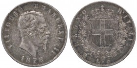 SAVOIA - Vittorio Emanuele II Re d'Italia (1861-1878) - 5 Lire 1878 R Pag. 503; Mont. 191 AG
BB-SPL