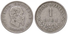 SAVOIA - Vittorio Emanuele II Re d'Italia (1861-1878) - Lira 1863 M Valore Pag. 516; Mont. 208 R AG
MB-BB