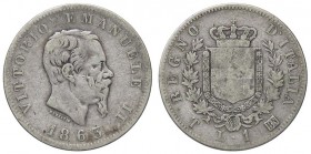 SAVOIA - Vittorio Emanuele II Re d'Italia (1861-1878) - Lira 1863 T Stemma Pag. 515; Mont. 203 NC AG
meglio di MB