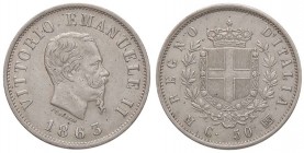 SAVOIA - Vittorio Emanuele II Re d'Italia (1861-1878) - 50 Centesimi 1863 M Stemma Pag. 525; Mont. 215 NC AG
qSPL