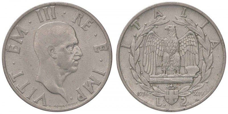 SAVOIA - Vittorio Emanuele III (1900-1943) - 2 Lire 1936 XIV Impero Pag. 754; Mo...