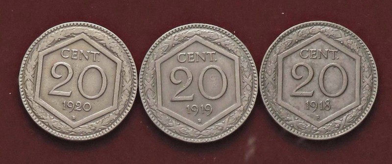 SAVOIA - Vittorio Emanuele III (1900-1943) - 20 Centesimi Esagono 1918-1919-1920...