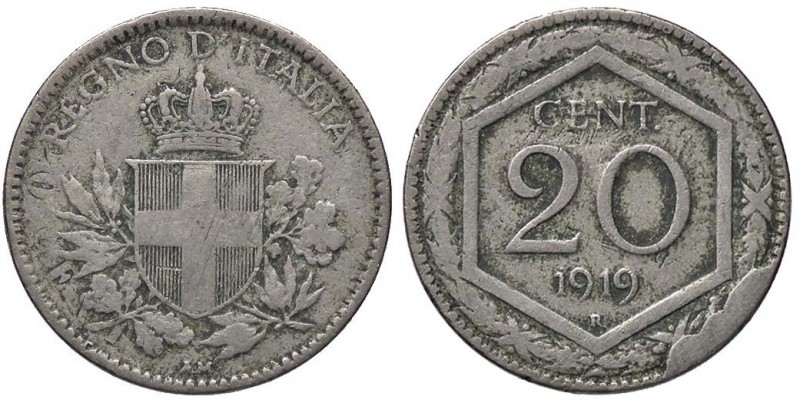 SAVOIA - Vittorio Emanuele III (1900-1943) - 20 Centesimi Esagono 1919 Pag. 851;...