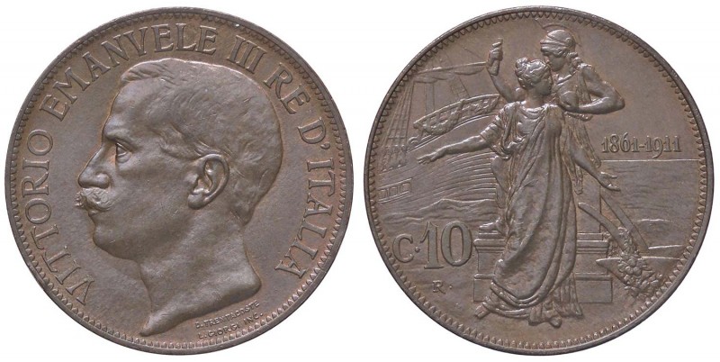 SAVOIA - Vittorio Emanuele III (1900-1943) - 10 Centesimi 1911 Cinquantenario Pa...