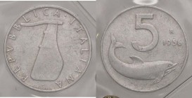 REPUBBLICA ITALIANA - Repubblica Italiana (monetazione in lire) (1946-2001) - 5 Lire 1956 Mont. 8 RR IT Sigillata
qBB
