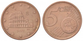 REPUBBLICA ITALIANA - Repubblica Italiana (monetazione in euro) (2002) - 5 Centesimi 2002 CU Asse ruotato di 275°
SPL