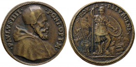 MEDAGLIE - PAPALI - Paolo IV (1555-1559) - Medaglia Mod. tipo 479 AE Opus: Gianfederico Bonzagni Ø 30Il Modesti non cita esemplari in AE
BB