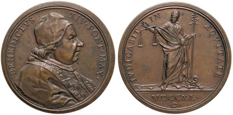 MEDAGLIE - PAPALI - Benedetto XIV (1740-1758) - Medaglia 1740 A. I Patr. 2 AE Op...