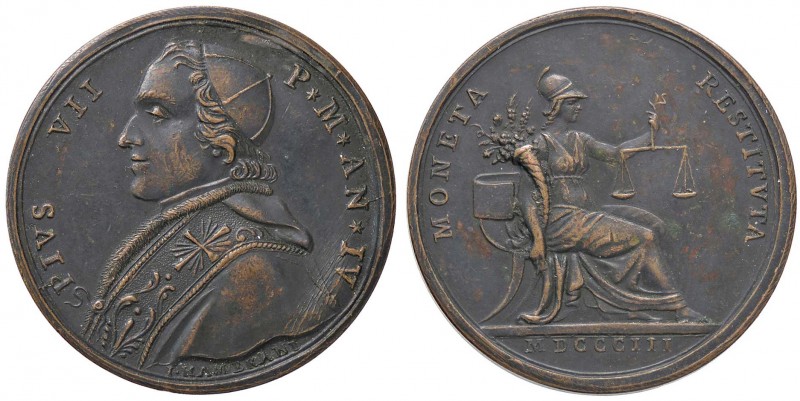MEDAGLIE - PAPALI - Pio VII (1800-1823) - Medaglia 1803 A. IV Patr. 14 AE Opus: ...