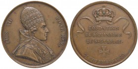 MEDAGLIE - PAPALI - Pio VII (1800-1823) - Medaglia 1820 - Fondazione del seminario di San Sulpicio AE Opus: Droz Ø 41
bello SPL