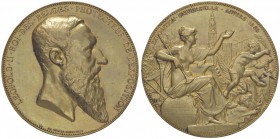 MEDAGLIE ESTERE - BELGIO - Leopoldo II (1865-1909) - Medaglia 1855 - Esposizione universale di Anversa AE dorato Ø 58 Colpetto
SPL