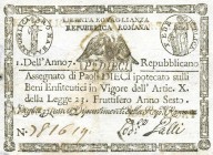 CARTAMONETA - STATO PONTIFICIO - Repubblica Romana Assegnati (1798) - 10 Paoli Anno 7 Gav. 70 Galli (retro rombo)
BB+