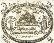 CARTAMONETA - STATO PONTIFICIO - Repubblica Romana Assegnati (1798) - 3 Baiocchi Anno 7 Gav. 59 RR Brancadori Mancanza in basso
bel BB