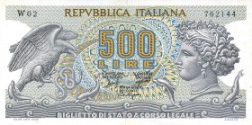 CARTAMONETA - BIGLIETTI DI STATO - Repubblica Italiana (monetazione in lire) (1946-2001) - 500 Lire - Aretusa 20/06/1966 Alfa 550sp; Lireuro 25Aa R So...