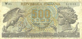 CARTAMONETA - BIGLIETTI DI STATO - Repubblica Italiana (monetazione in lire) (1946-2001) - 500 Lire - Aretusa 23/04/1975 Alfa 553sp; Lireuro 25Da RRRR...