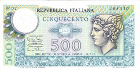 CARTAMONETA - BIGLIETTI DI STATO - Repubblica Italiana (monetazione in lire) (1946-2001) - 500 Lire - Mercurio 14/02/1974 Alfa 555sp; Lireuro 26Aa R S...