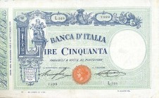 CARTAMONETA - BANCA d'ITALIA - Vittorio Emanuele III (1900-1943) - 50 Lire - Barbetti con matrice 18/12/1925 Alfa 158; Lireuro 3/44 Stringher/Sacchi S...