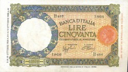 CARTAMONETA - BANCA d'ITALIA - Vittorio Emanuele III (1900-1943) - 50 Lire - Lupa 21/10/1938 - I° Tipo Alfa 239; Lireuro 6J Azzolini/Urbini
BB-SPL