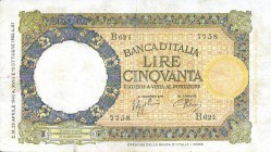 CARTAMONETA - BANCA d'ITALIA - Vittorio Emanuele III (1900-1943) - 50 Lire - Lupa 29/04/1940 - I° Tipo Alfa 242; Lireuro 6M Azzolini/Urbini Privo di u...