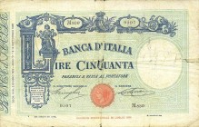 CARTAMONETA - BANCA d'ITALIA - Vittorio Emanuele III (1900-1943) - 50 Lire - Fascetto con matrice 02/06/1928 Alfa 170; Lireuro 5/6 Stringher/Sacchi
M...