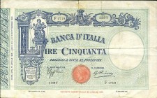 CARTAMONETA - BANCA d'ITALIA - Vittorio Emanuele III (1900-1943) - 50 Lire - Fascetto con matrice 15/04/1935 Alfa 192; Lireuro 5/28 Azzolini/Cima
MB-...