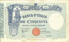 CARTAMONETA - BANCA d'ITALIA - Vittorio Emanuele III (1900-1943) - 50 Lire - Fascetto con matrice 16/07/1935 Alfa 193; Lireuro 5/29 Azzolini/Cima Stra...