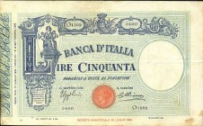 CARTAMONETA - BANCA d'ITALIA - Vittorio Emanuele III (1900-1943) - 50 Lire - Fascetto con matrice 17/07/1934 Alfa 189; Lireuro 5/25 Azzolini/Cima
qBB