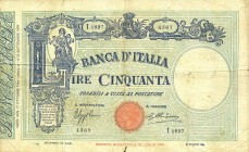 CARTAMONETA - BANCA d'ITALIA - Vittorio Emanuele III (1900-1943) - 50 Lire - Fascetto con matrice 17/10/1934 Alfa 190; Lireuro 5/26 Azzolini/Cima
MB