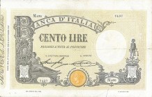 CARTAMONETA - BANCA d'ITALIA - Vittorio Emanuele III (1900-1943) - 100 Lire - Barbetti con matrice 27/12/1922 Alfa 316; Lireuro 15/44 Stringher/Sacchi...