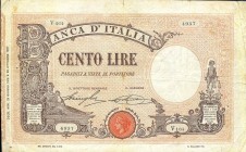 CARTAMONETA - BANCA d'ITALIA - Vittorio Emanuele III (1900-1943) - 100 Lire - Barbetti con matrice 29/06/1915 Alfa 293; Lireuro 15/21 Stringher/Sacchi...