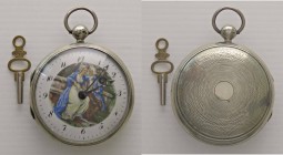 VARIE - Orologi da taschino A chiavetta, in AG, mm 50, con quadrante dipinto
Buono