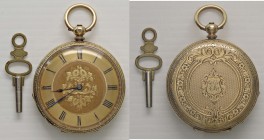 VARIE - Orologi da taschino A chiavetta, in oro 18 kt, gr. 42,7, con iniziali sulla cassa
Buono