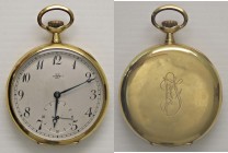 VARIE - Orologi da taschino Tavannes 3 in oro 18 kt, gr. 65,47, con iniziali sul retro della cassa e scritta interna
Ottimo