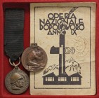 VARIE - Epoca fascista Tessera nominativa del 1931 e 2 medaglie
Buono