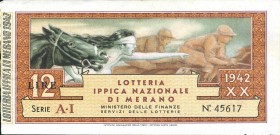 VARIE - Biglietti lotterie 1942 A. XX - Lotteria ippica di Merano
SPL