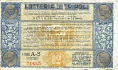VARIE - Biglietti lotterie Lotteria di Tripoli, lotto di 2 biglietti di era Fascista
med. BB