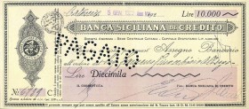 VARIE - Assegni Banco di Sicilia 1928, lotto di 5 biglietti con importo diverso
med. SPL