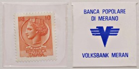 VARIE - Gettoni di Necessità Banca popolare di Merano con francobollo da 10 lire
Ottimo