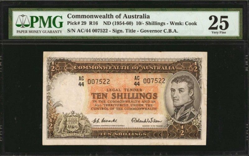 AUSTRALIA. Commonwealth of Australia. 10 Shillings, ND (1954-60). P-29. PMG Very...