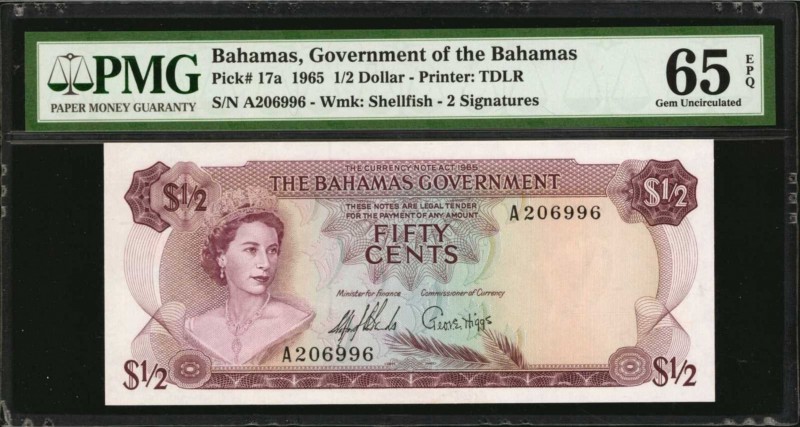 BAHAMAS. Government of the Bahamas. 1/2 Dollar, 1965. P-17a. PMG Gem Uncirculate...