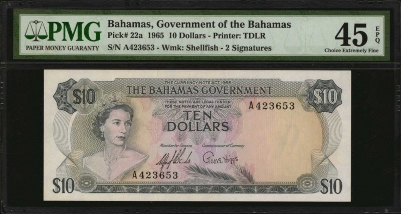 BAHAMAS. Government of the Bahamas. 10 Dollars, 1965. P-22a. PMG Choice Extremel...