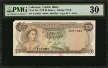 BAHAMAS. Central Bank of the Bahamas. 20 Dollars, 1974. P-39b. Offset Printing Error. PMG Very Fine 30.

An offset printing error is found on this 2...