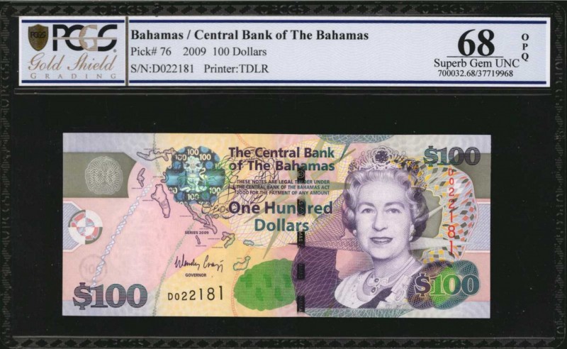 BAHAMAS. Central Bank of the Bahamas. 100 Dollars, 2009. P-76. PCGS GSG Superb G...