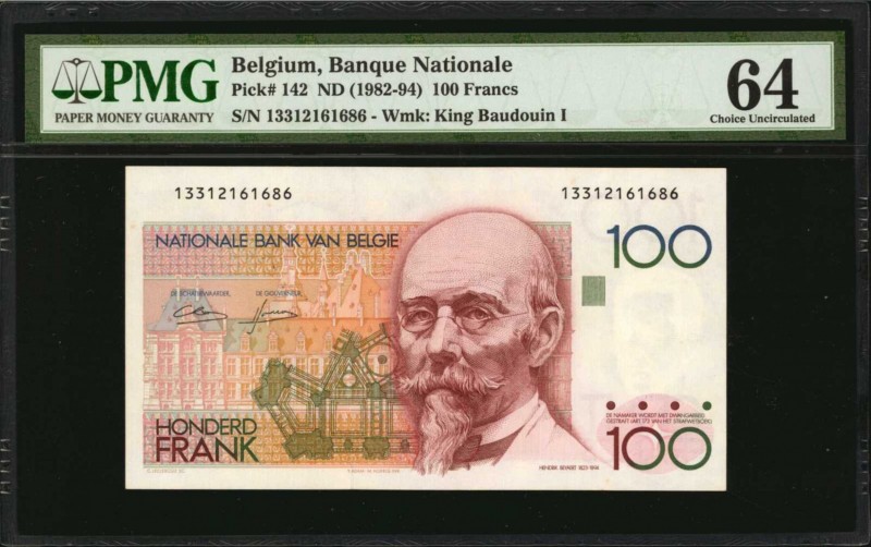 BELGIUM. Banque Nationale. 100 Francs, ND (1982-94). P-142. PMG Choice Uncircula...