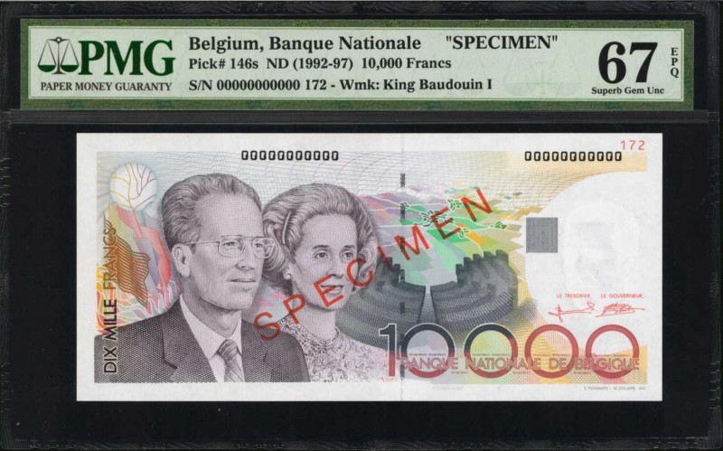 BELGIUM. Banque Nationale de Belgique. 10,000 Francs, ND (1992-97). P-146s. Spec...