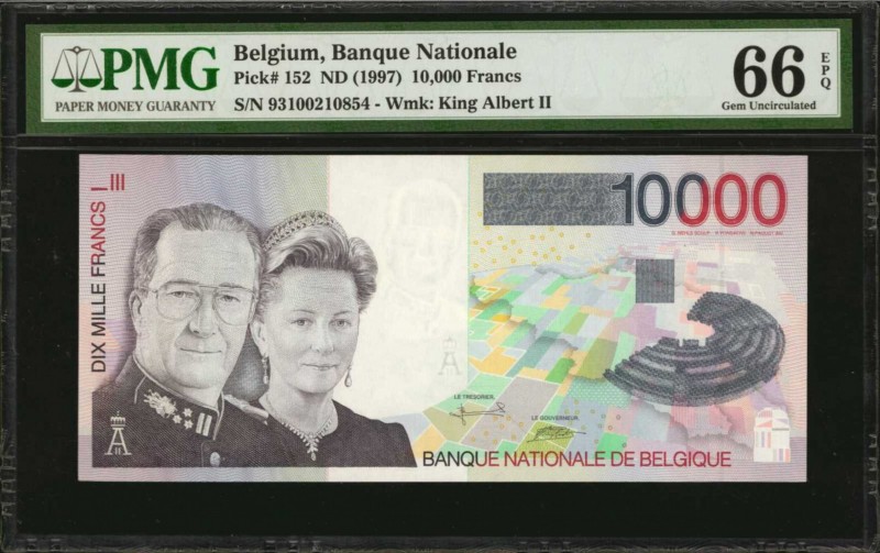 BELGIUM. Banque Nationale. 10,000 Francs, ND (1997). P-152. PMG Gem Uncirculated...