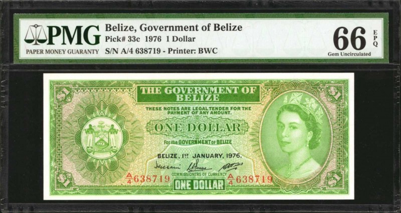 BELIZE. Government of Belize. 1 Dollar, 1976. P-33c. PMG Gem Uncirculated 66 EPQ...